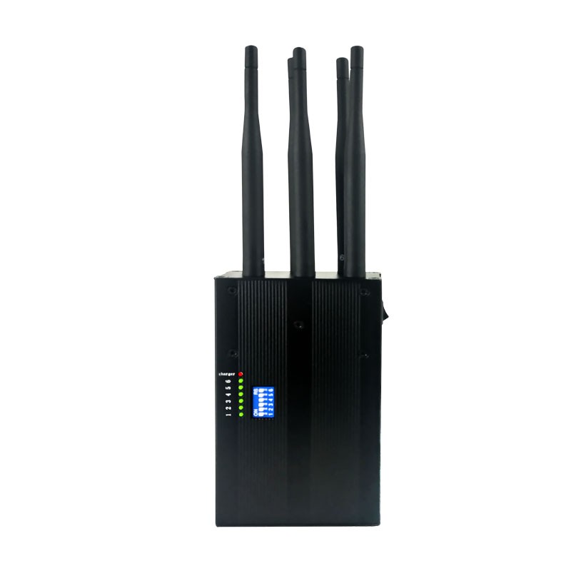 DESC SH6 6 Bands GPS 2G 3G 4G Wi-Fi Bluetooth Singal Jammer Blocker Main Image with 3 Antennas front view