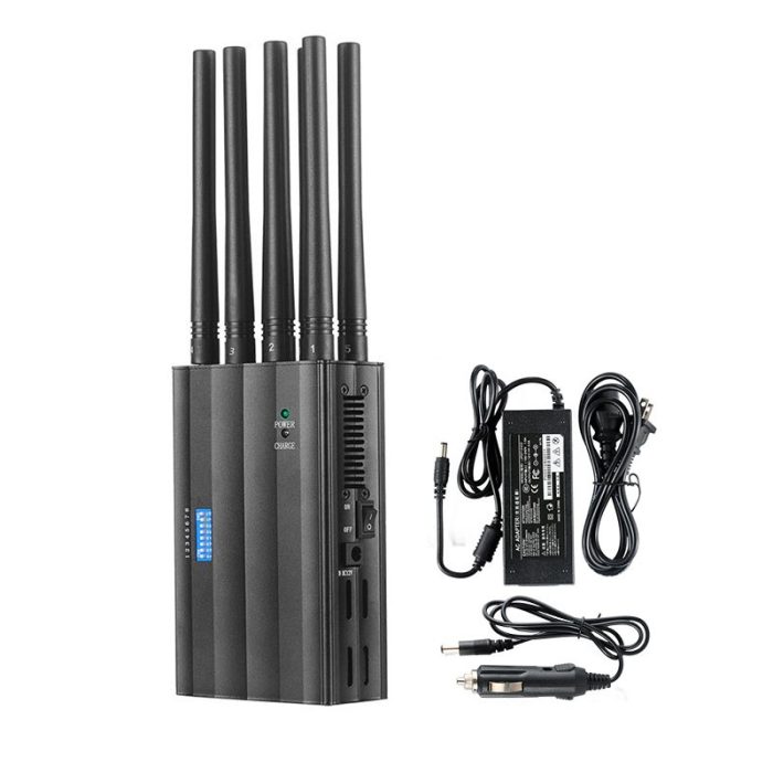 DESC SH8 8 Bands GPS 2G 3G 4G WI-Fi Bluetooth Singal Jammer Blocker with 8 antennas, car charger and power adaptor