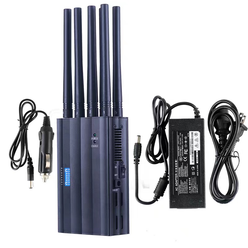 DESC SH10 10 Bands GPS/2G/3G/4G/5G/WiMAX/Wi-Fi/Bluetooth Jammer Blocker with 10 antennas, car charger and power adaptor