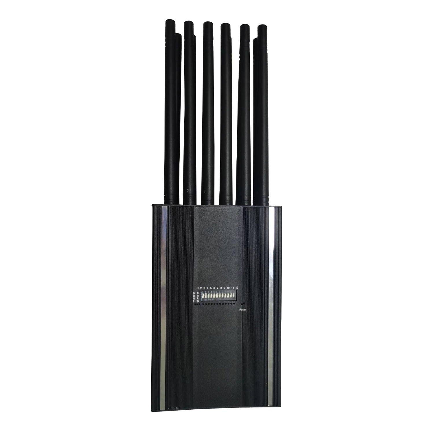 DESC SH12 12 Bands GPS/2G/3G/4G/5G/WiMAX/Wi-Fi/Bluetooth/Lojack Signal Jammer Blocker with 12 antennas, front view